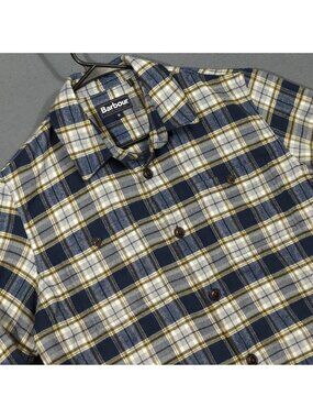 Barbour Shacket Men's M Blue Plaid Wool Blend Shirt Jacket MOS0164NY91